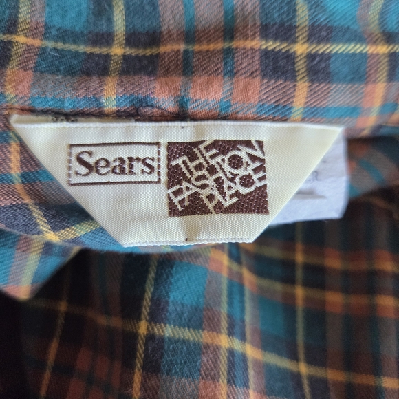 Vintage Sears The Fashion Place Green And Brown Flannel Womens Size 12 - Picture 4 of 8